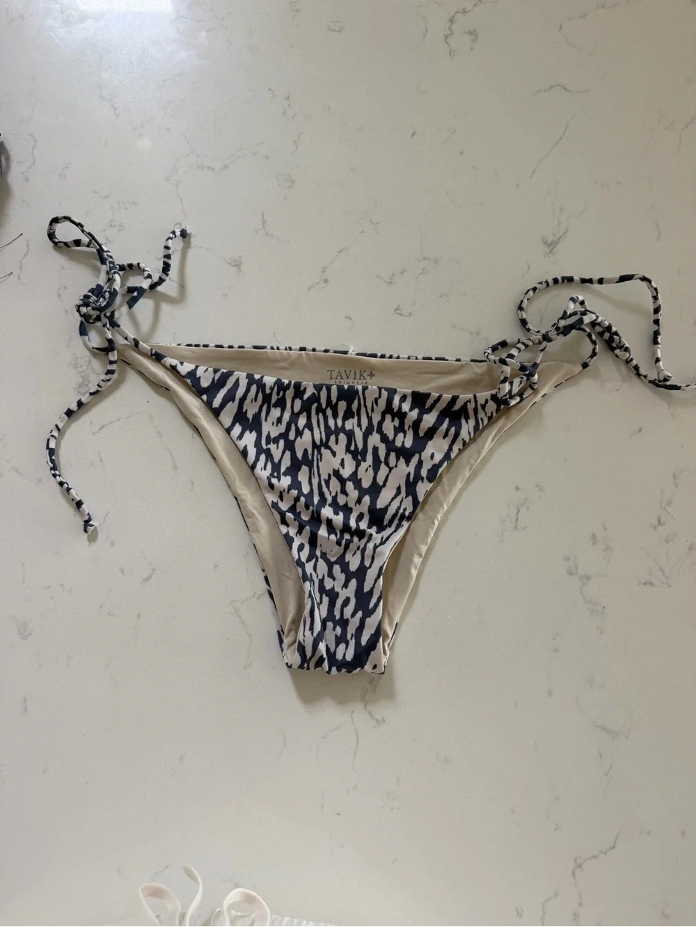 Tavik Navy and White Animal-Print Bikini Bottom